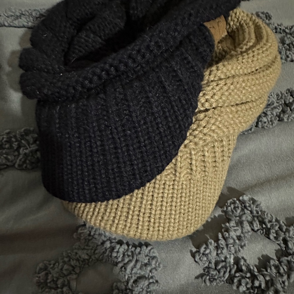 C.C Black and Brown Knit Beanies with brim